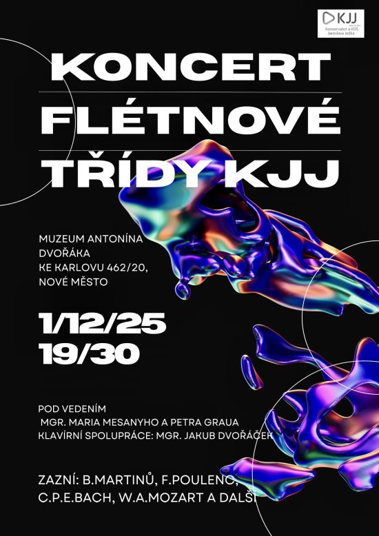 Koncert flétnové třídy KJJ, 1. 12. 2025 od 19:30, Muzeum Antonína Dvořáka