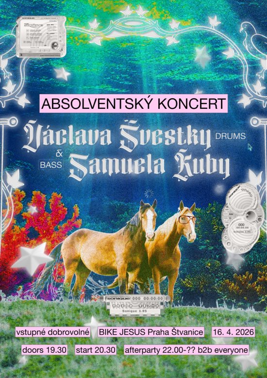Absolventský koncert Václava Švestky a Samuela Kuby, 16. 4. 2026 od 19:30, BIKE JESUS Praha Štvanice