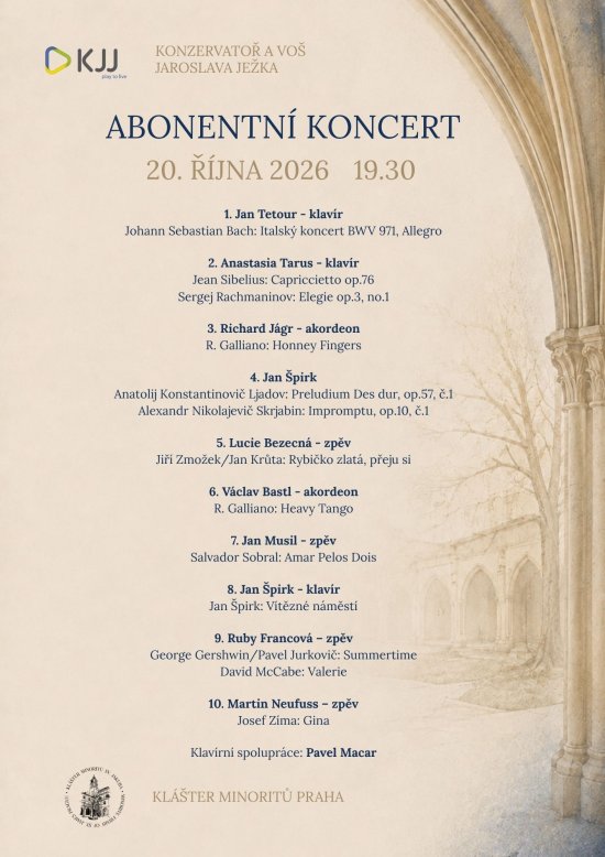 Abonentní koncert - 20. října 2026 od 19:30, Klášter minoritů Praha