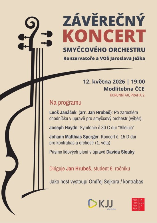 Závěrečný koncert smyčcového orchestru Konzervatoře a VOŠ Jaroslava Ježka, 12. května od 19:00, Modlitebna ČCE