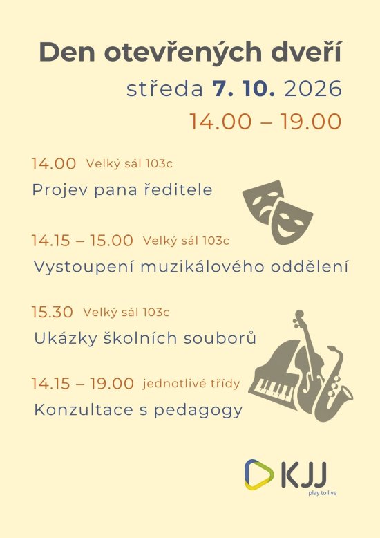 >Den otevřených dveří KJJ, středa 7. 10. 2026 14:00 - 19:00