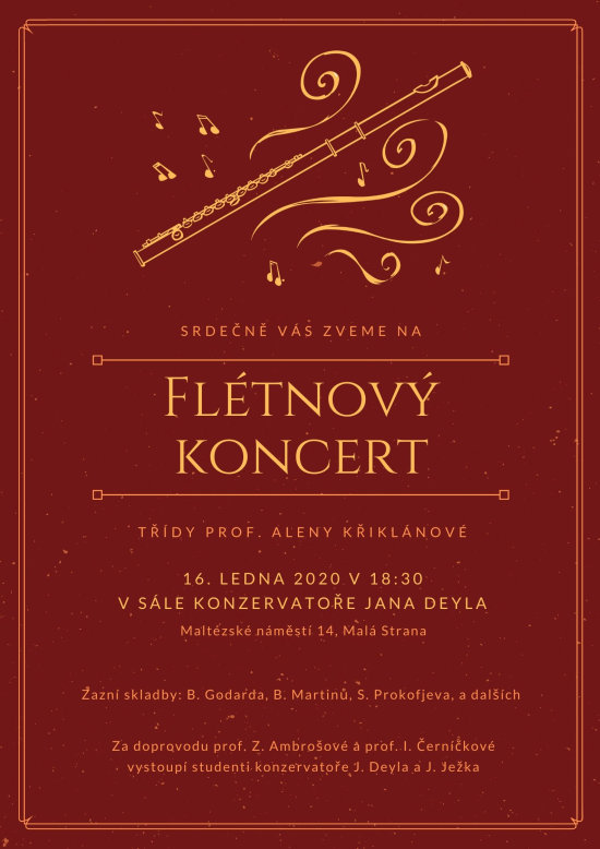 Flétnový koncert, prof. A. Křiklánová (Konzervatoř Jana Deyla)
